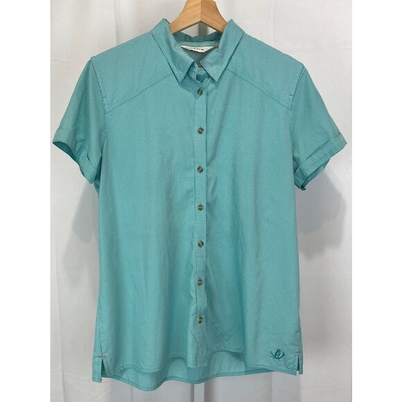 ORVIS Womens Short Sleeve Shirt Button Down Vented Check Green Size L - Picture 1 of 9